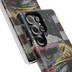 American Flag Bald Eagle phone case | Patriotic iPhone cover, cracked vintage flag design - 250 USA Celebration