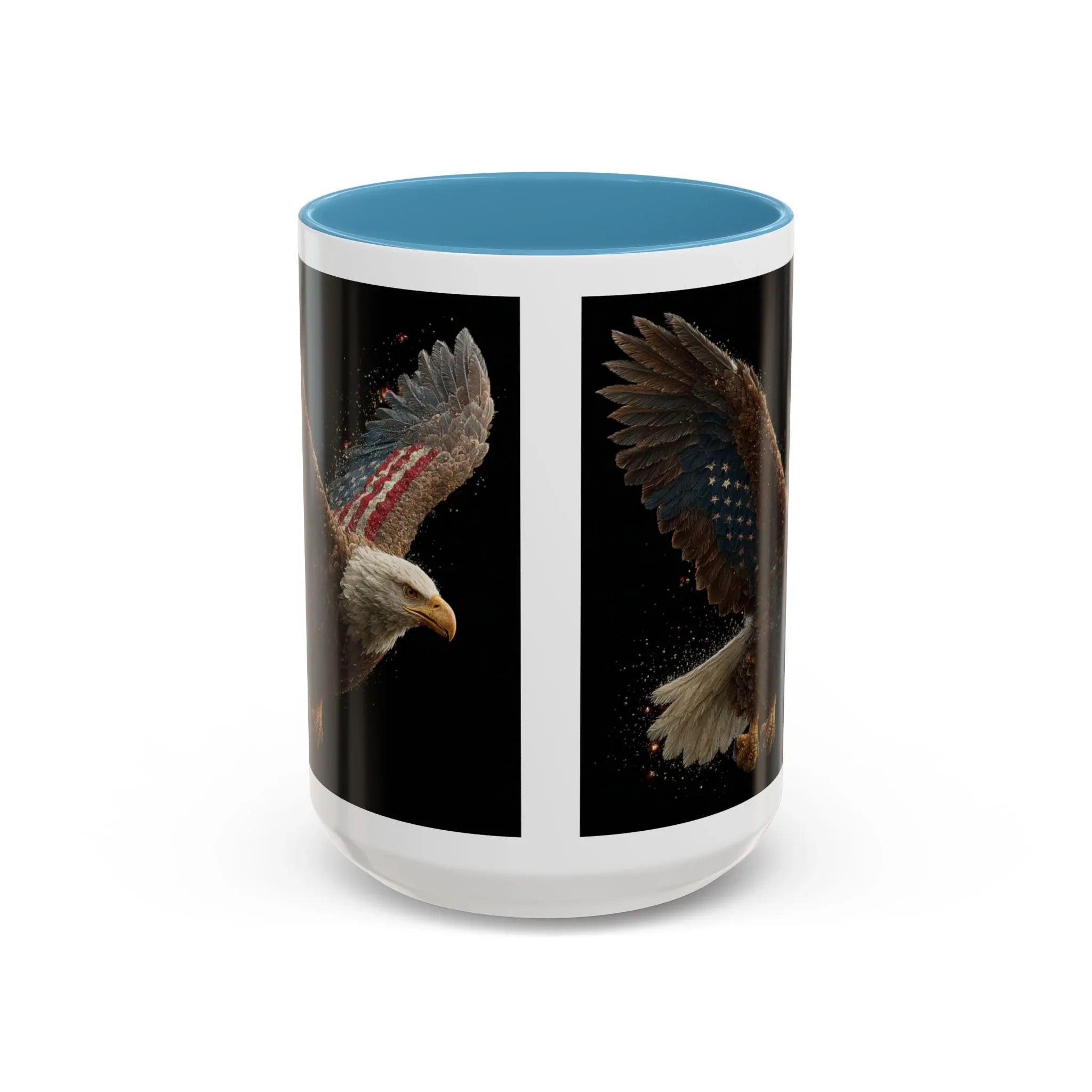American Flag Bald Eagle Coffee Mug | Patriotic Eagle Wings, Black Accent 11oz 15oz - 250 USA Celebration