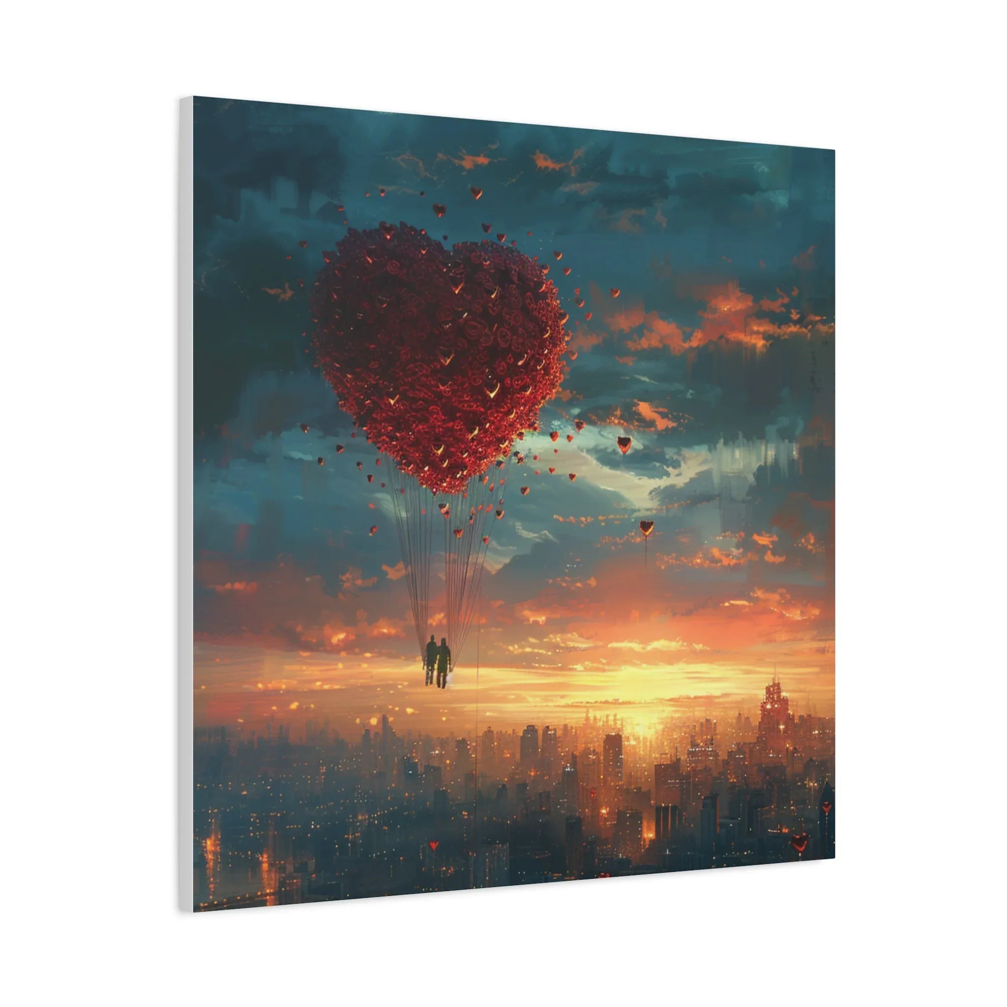 Romantic Canvas Wall Art, Love, Heart Balloon Art, Gift for Couples, Valentines Wall Decor, Valentine's Day Women's Merchandise, Valentines - 250 USA Celebration