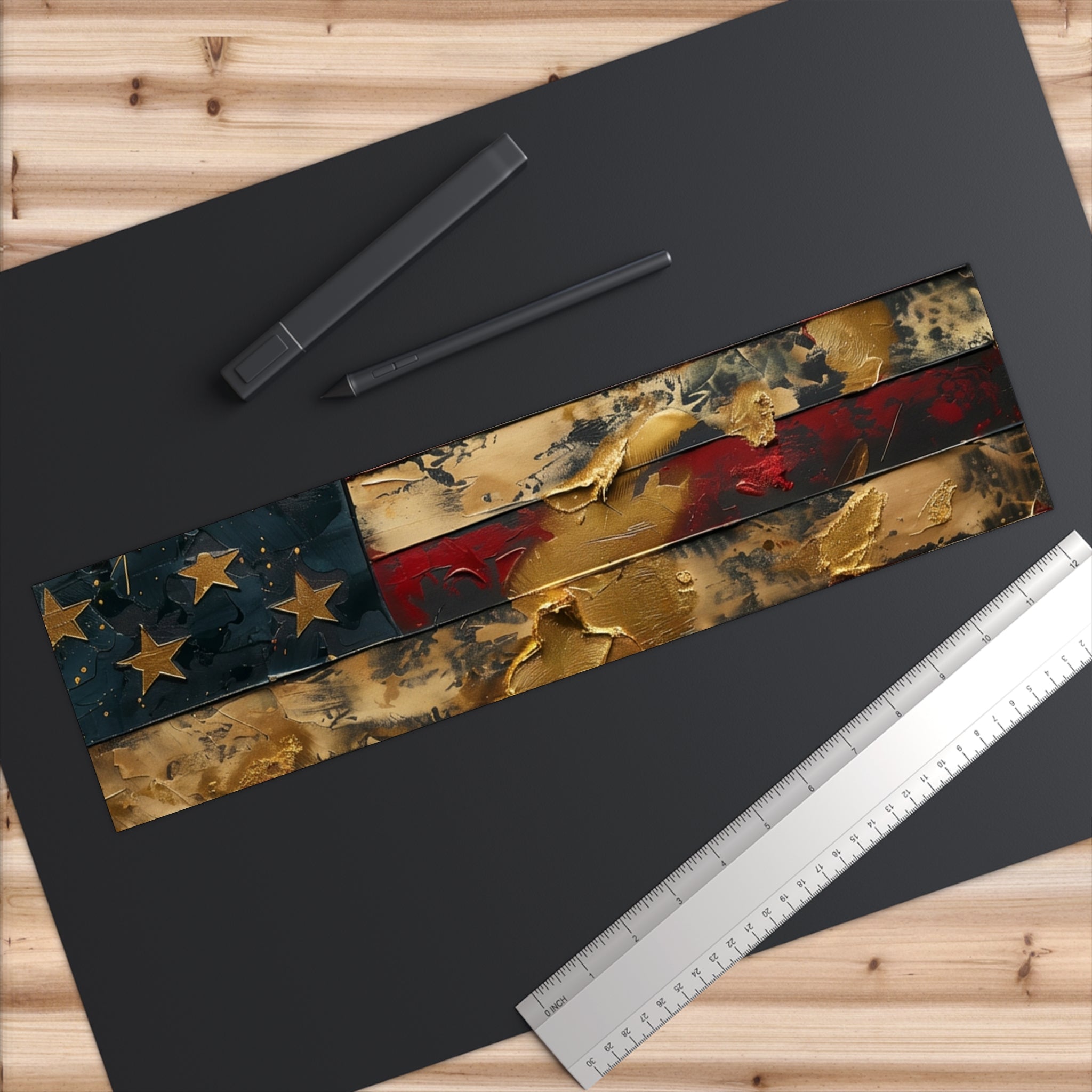 Distressed Gold American Flag Bumper Sticker - Patriotic Vintage USA Decal