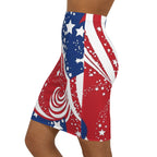 Patriotic Stars and Swirls American Flag Pencil Skirt