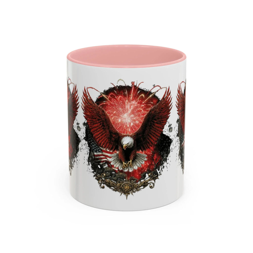 Red Eagle Emblem Accent Coffee Mug | Patriotic Eagle Design - 250 USA Celebration