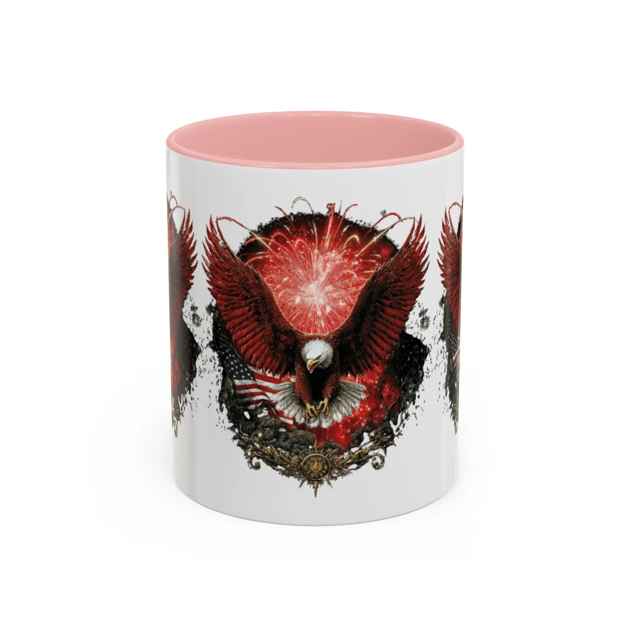 Red Eagle Emblem Accent Coffee Mug | Patriotic Eagle Design - 250 USA Celebration