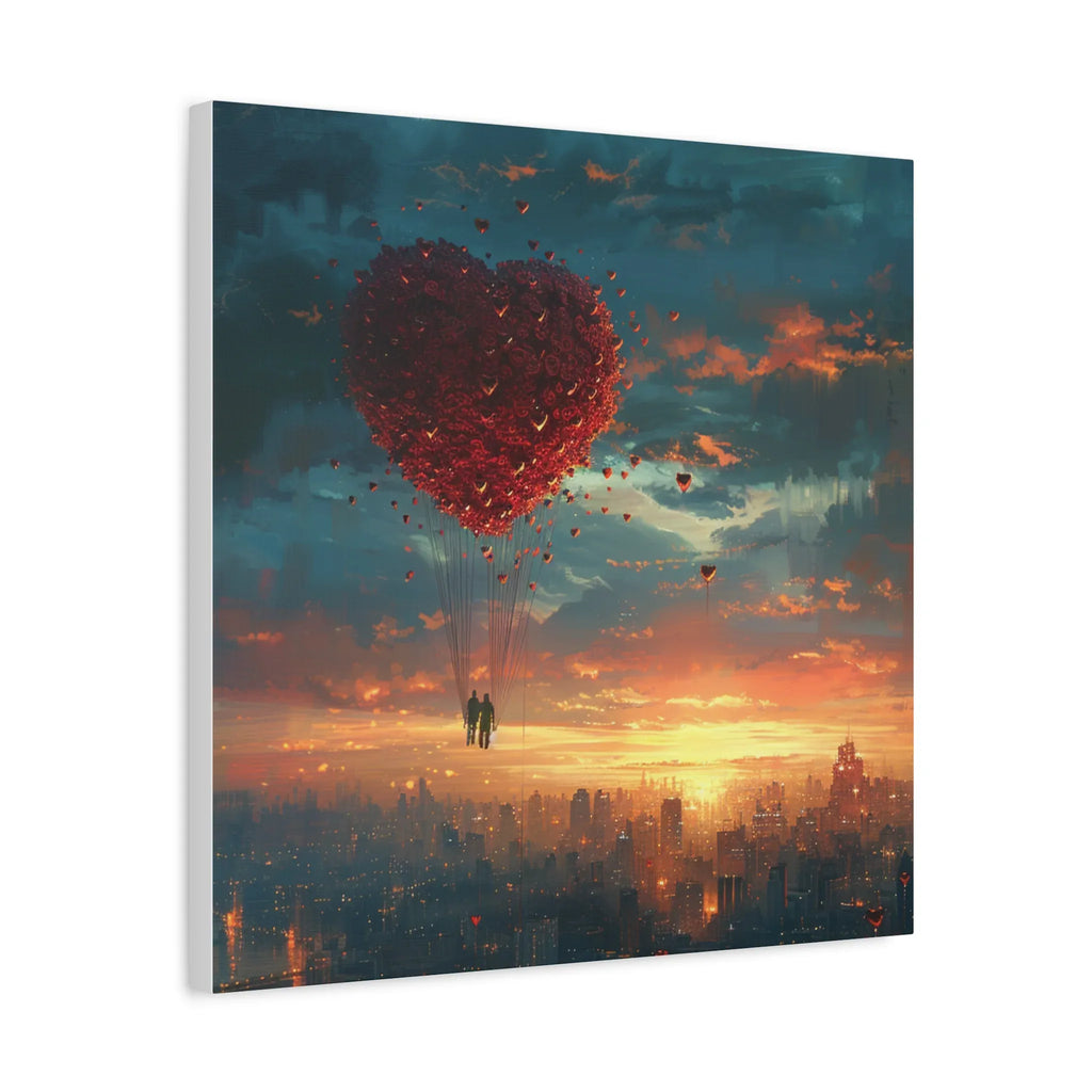 Romantic Canvas Wall Art, Love, Heart Balloon Art, Gift for Couples, Valentines Wall Decor, Valentine's Day Women's Merchandise, Valentines - 250 USA Celebration
