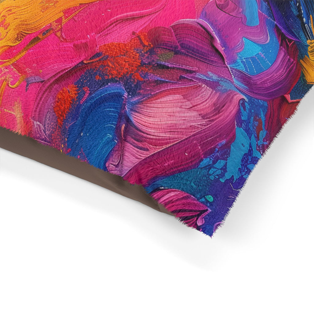 Abstract Rainbow Pet Bed — Colorful Swirl Dog & Cat Cushion