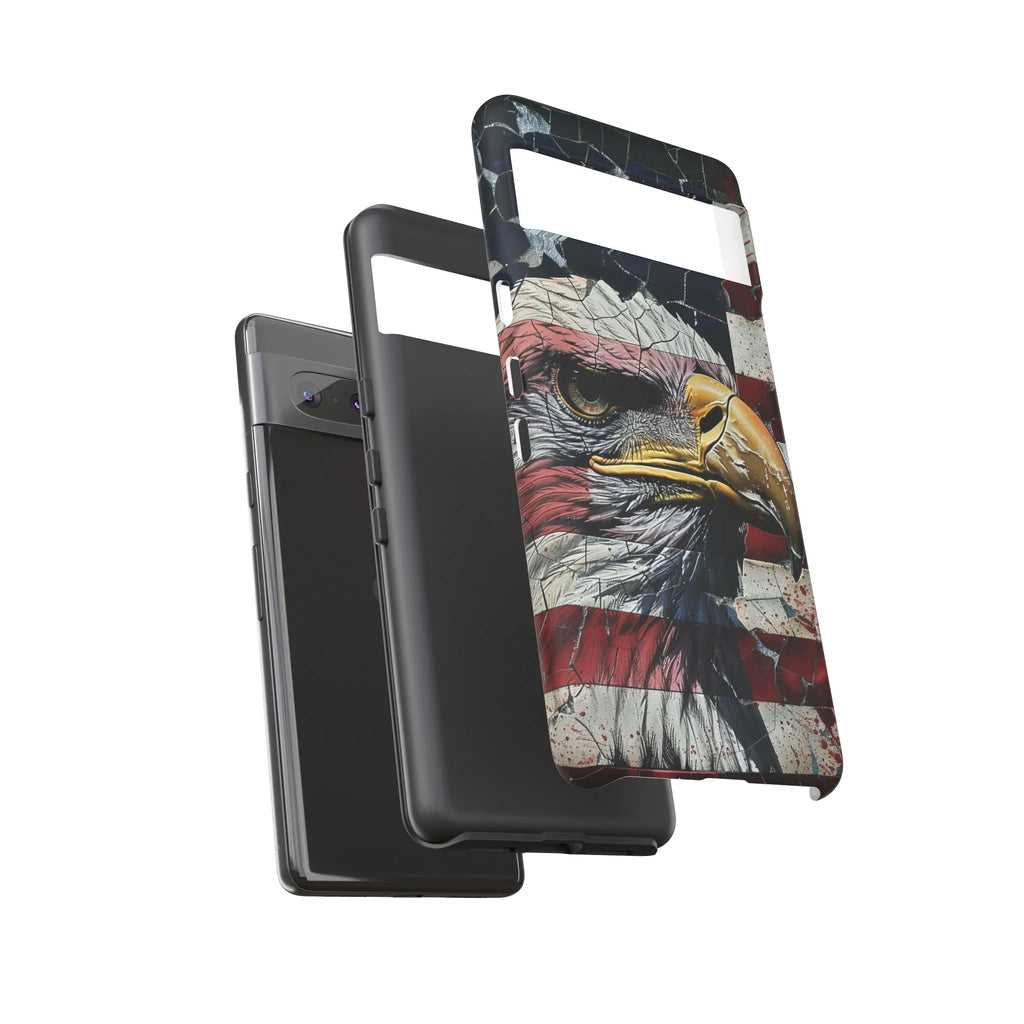 American Flag Bald Eagle phone case | Patriotic iPhone cover, cracked vintage flag design - 250 USA Celebration