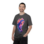 Colorful Watercolor Dolphin T-shirt | Vibrant Ocean Dolphin Tee Chrome Y2K Fantasy Dolphins & Butterflies T-Shirt | Airbrushed Liquid Metal - 250 USA Celebration