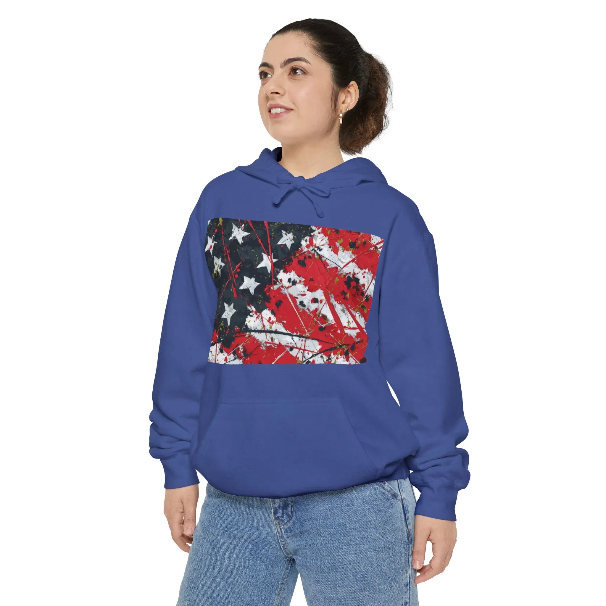 Distressed American Flag Hoodie | Patriotic Stars Stripes Sweatshirt - 250 USA Celebration