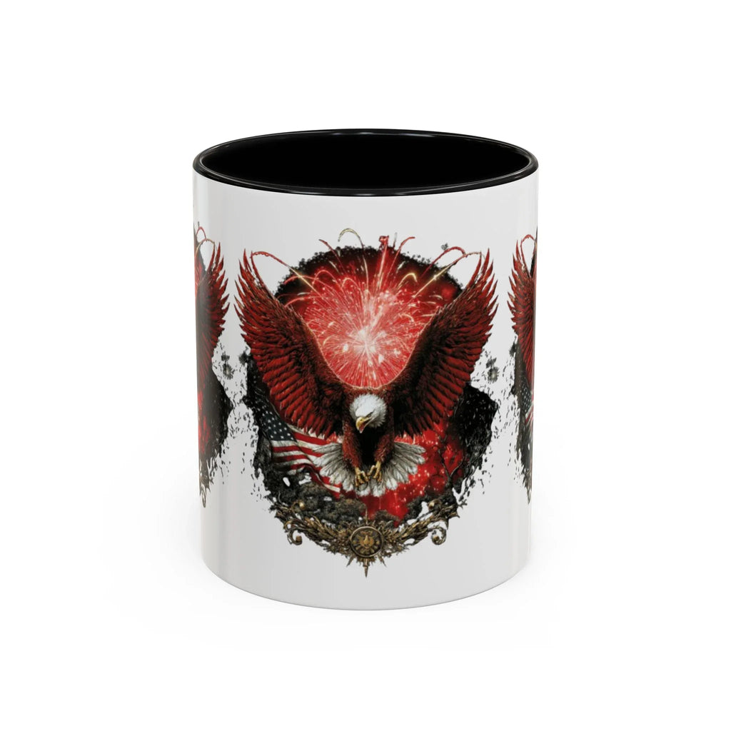 Red Eagle Emblem Accent Coffee Mug | Patriotic Eagle Design - 250 USA Celebration