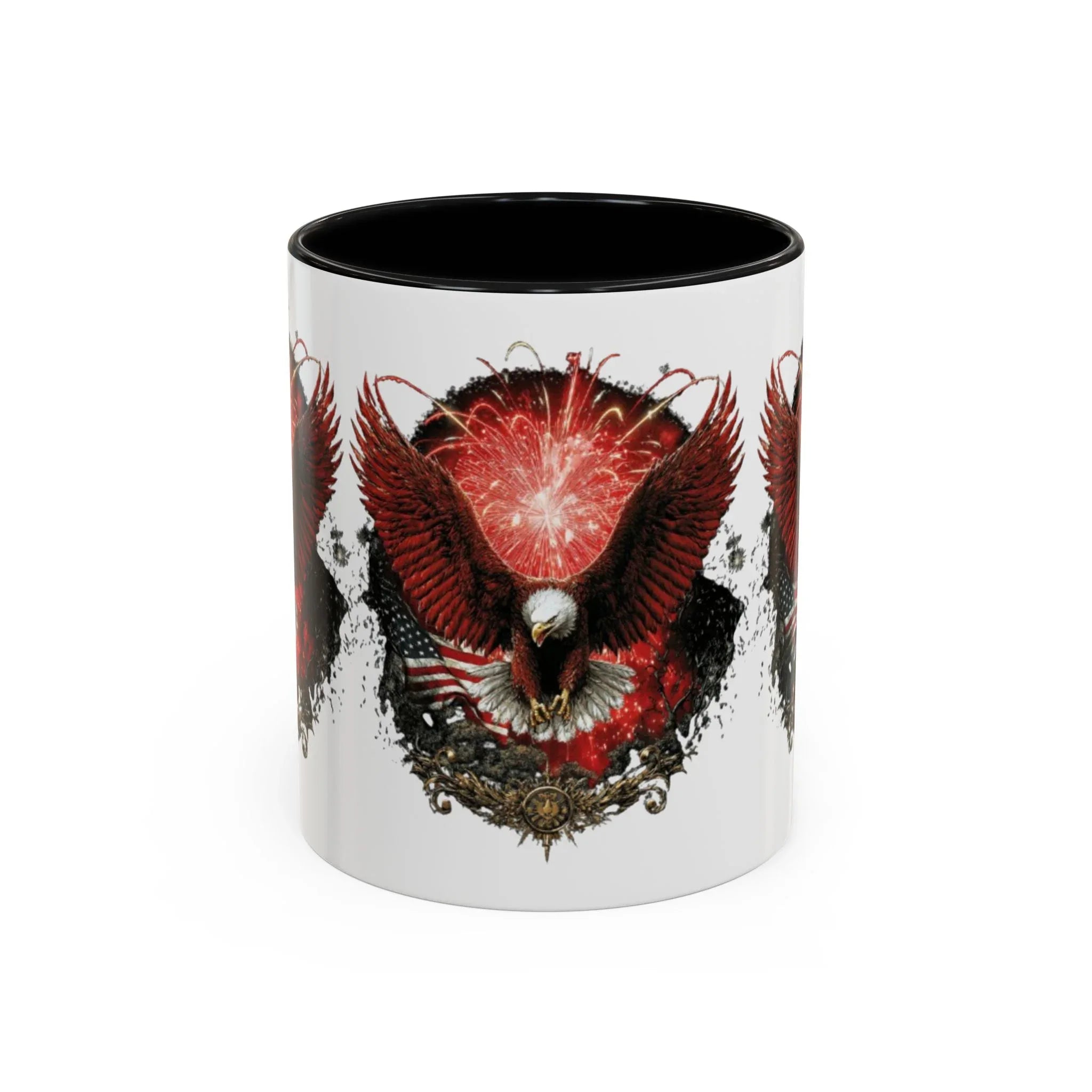Red Eagle Emblem Accent Coffee Mug | Patriotic Eagle Design - 250 USA Celebration