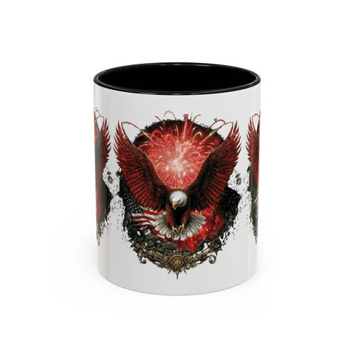 Red Eagle Emblem Accent Coffee Mug | Patriotic Eagle Design - 250 USA Celebration