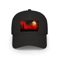 Low Profile Baseball Cap — Red Moon Gothic City Skyline Design