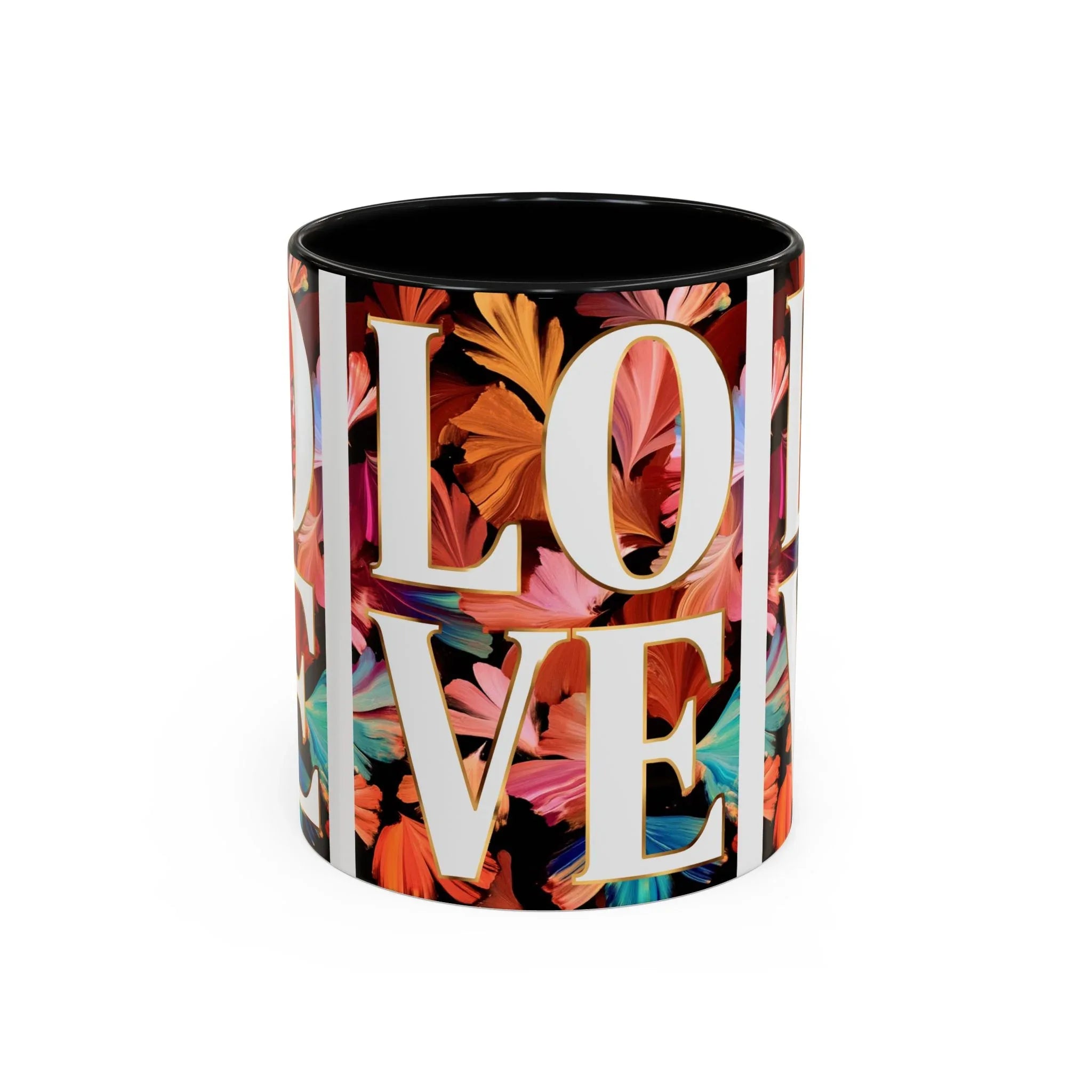 Floral Bold LOVE Mug | Accent Coffee Mug 11oz 15oz - 250 USA Celebration
