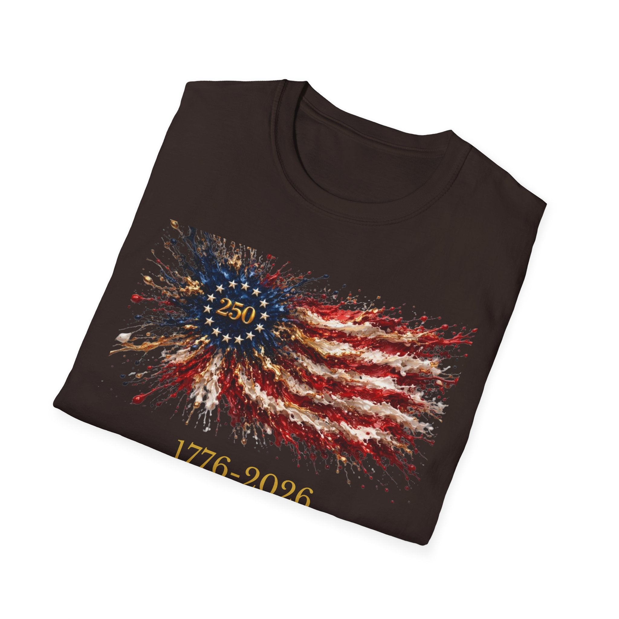 250th Anniversary American Flag T-Shirt – 1776–2026 Patriotic Fireworks Tee