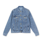 Men's Denim Jacket with Vintage American Flag & Bald Eagle Back Print