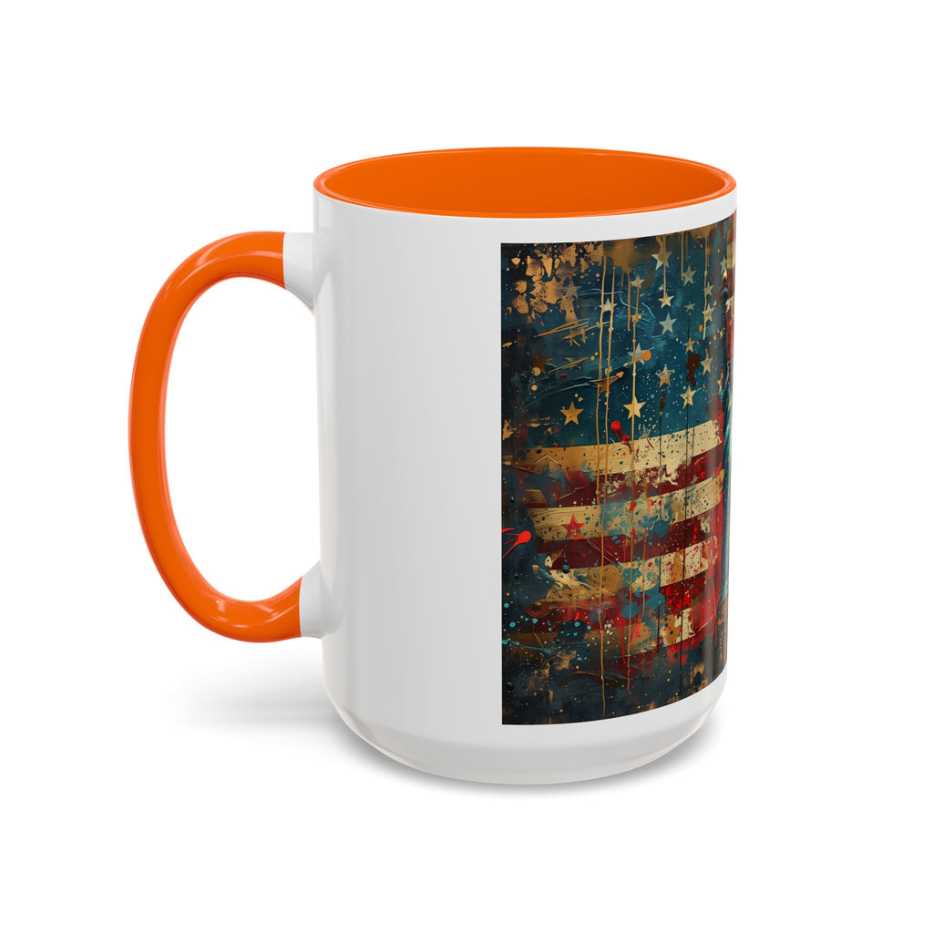 Liberty Statue American Flag Coffee Mug — Patriotic Vintage Accent Mug (11/15oz)