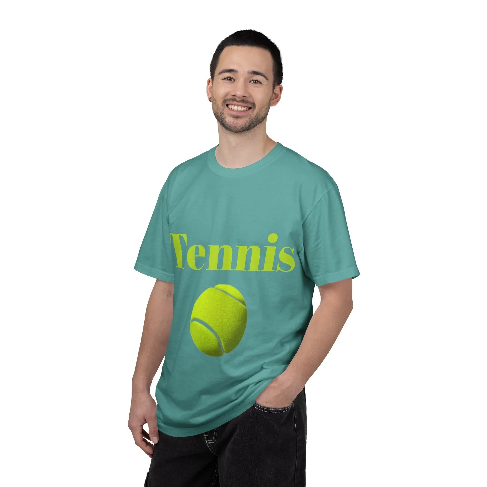 Tennis Ball Graphic Tee | Tennis Shirt, Neon Green Text - 250 USA Celebration