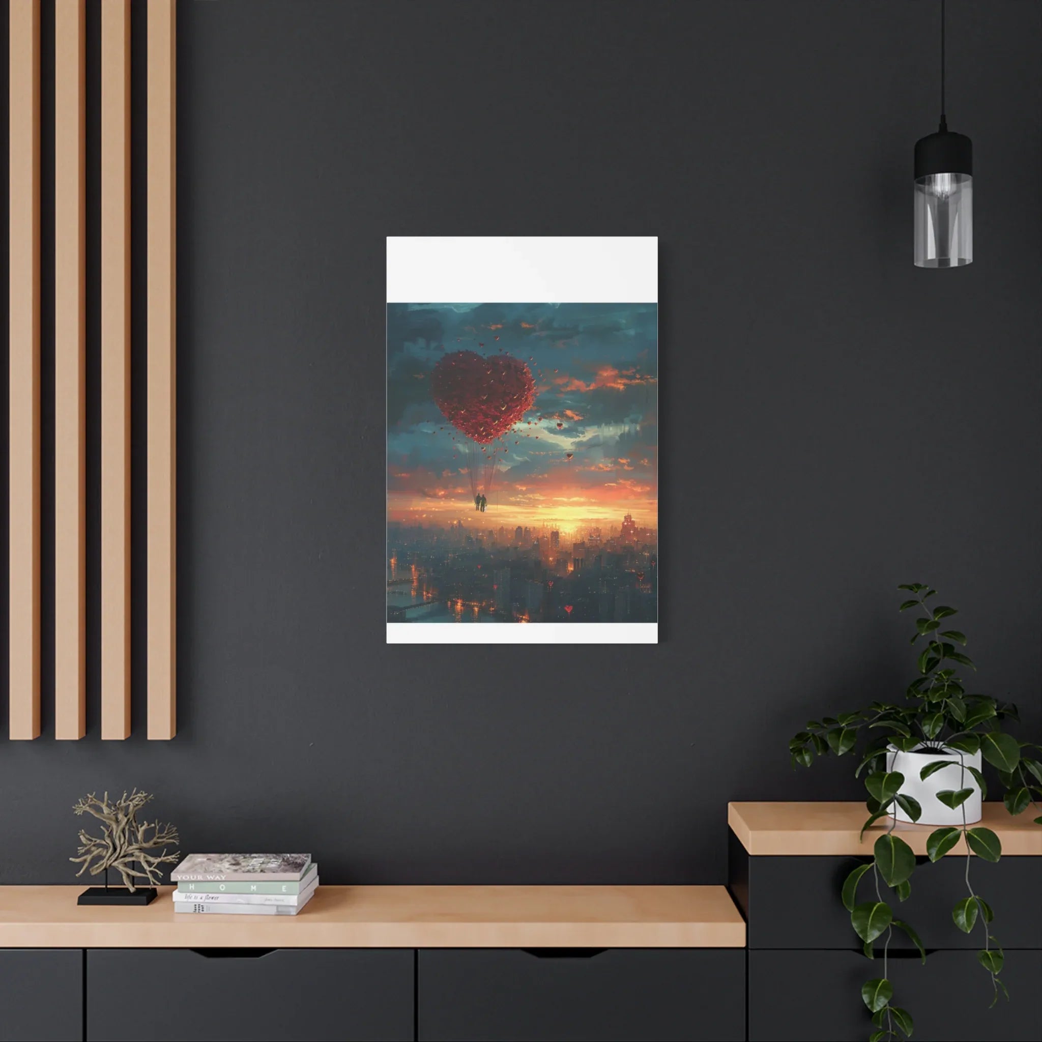 Romantic Canvas Wall Art, Love, Heart Balloon Art, Gift for Couples, Valentines Wall Decor, Valentine's Day Women's Merchandise, Valentines - 250 USA Celebration