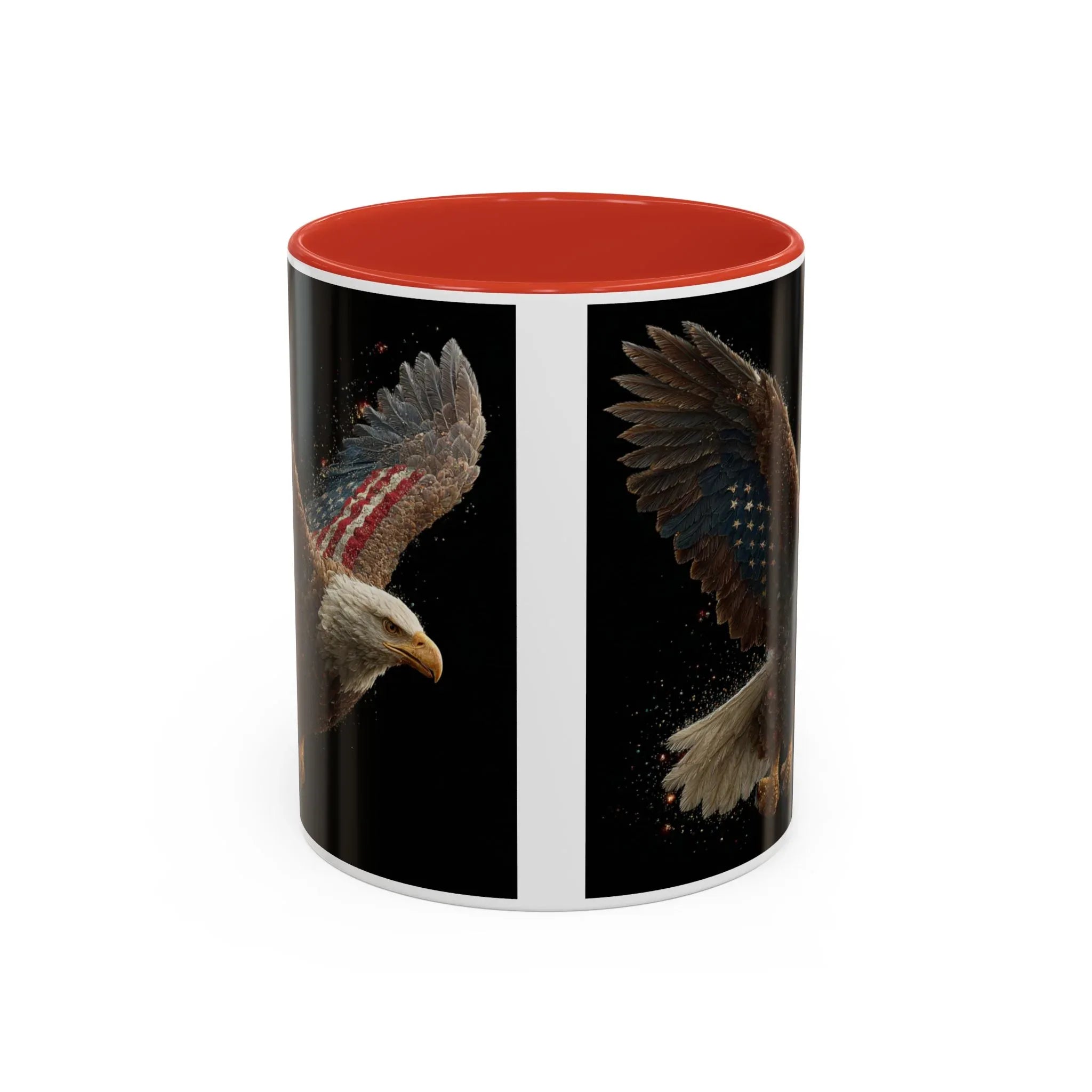 American Flag Bald Eagle Coffee Mug | Patriotic Eagle Wings, Black Accent 11oz 15oz - 250 USA Celebration