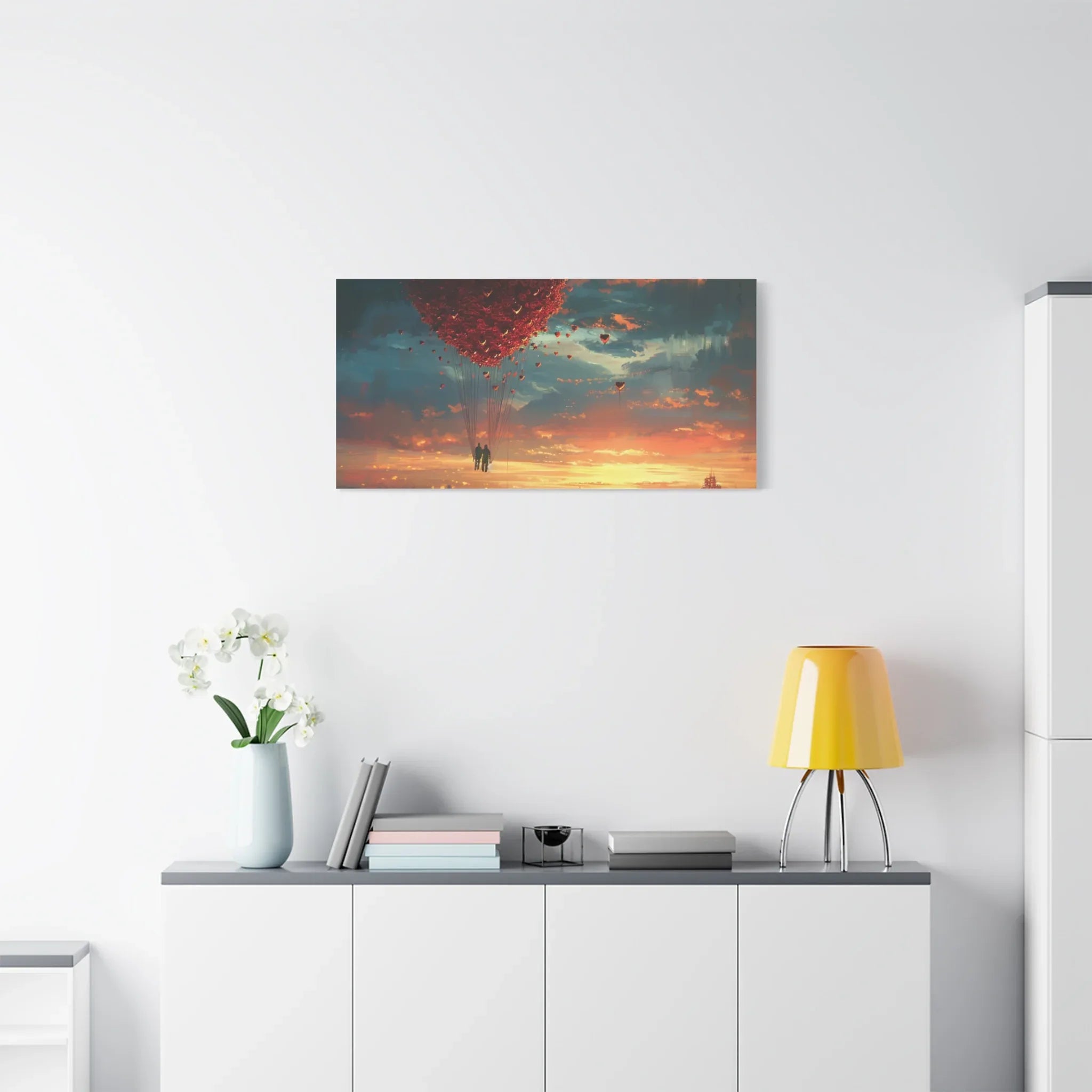 Romantic Canvas Wall Art, Love, Heart Balloon Art, Gift for Couples, Valentines Wall Decor, Valentine's Day Women's Merchandise, Valentines - 250 USA Celebration