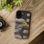 American Flag Bald Eagle phone case | Patriotic iPhone cover, cracked vintage flag design - 250 USA Celebration