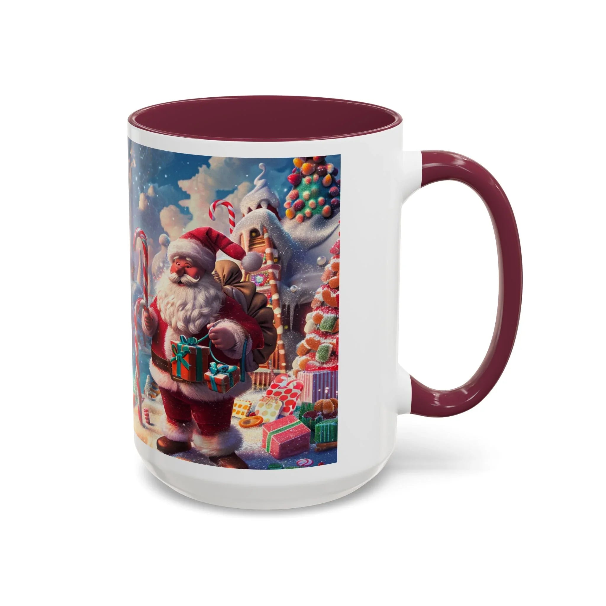Festive Santa in Candy Wonderland mug | Holiday Christmas ceramic mug - 250 USA Celebration
