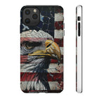 American Flag Bald Eagle phone case | Patriotic iPhone cover, cracked vintage flag design - 250 USA Celebration