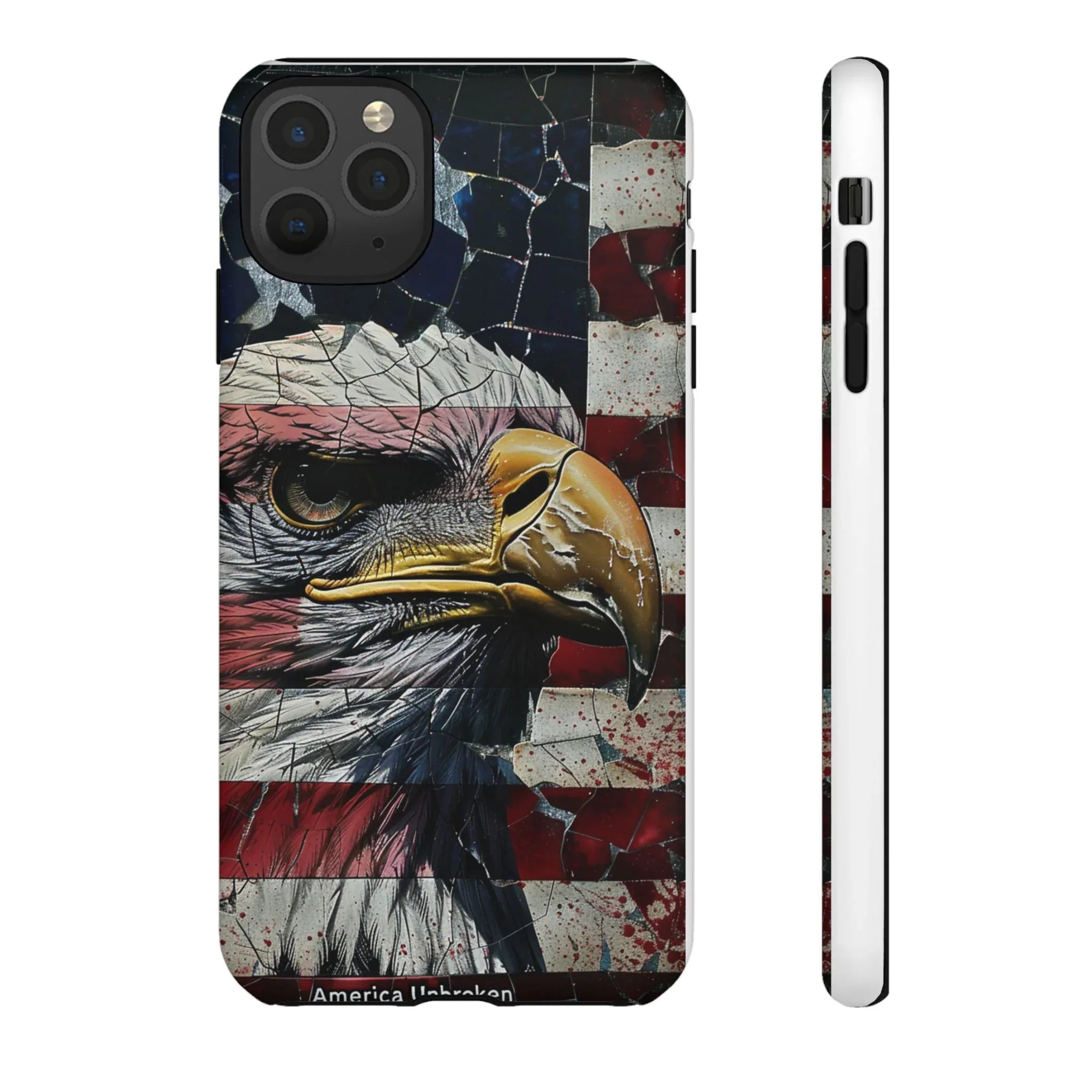 American Flag Bald Eagle phone case | Patriotic iPhone cover, cracked vintage flag design - 250 USA Celebration
