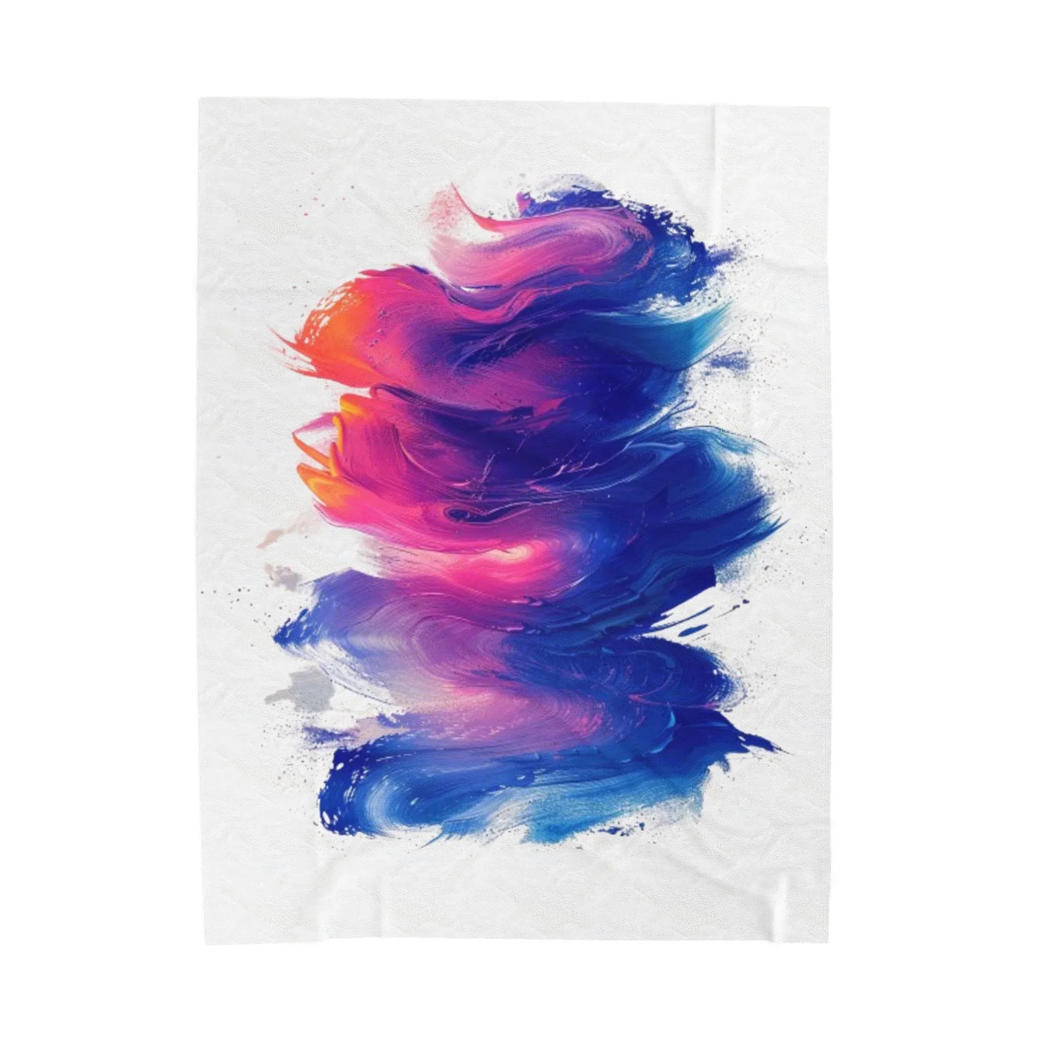 Abstract Colorful Brushstroke Velveteen Plush Blanket | Blue Purple Pink Art Throw - 250 USA Celebration