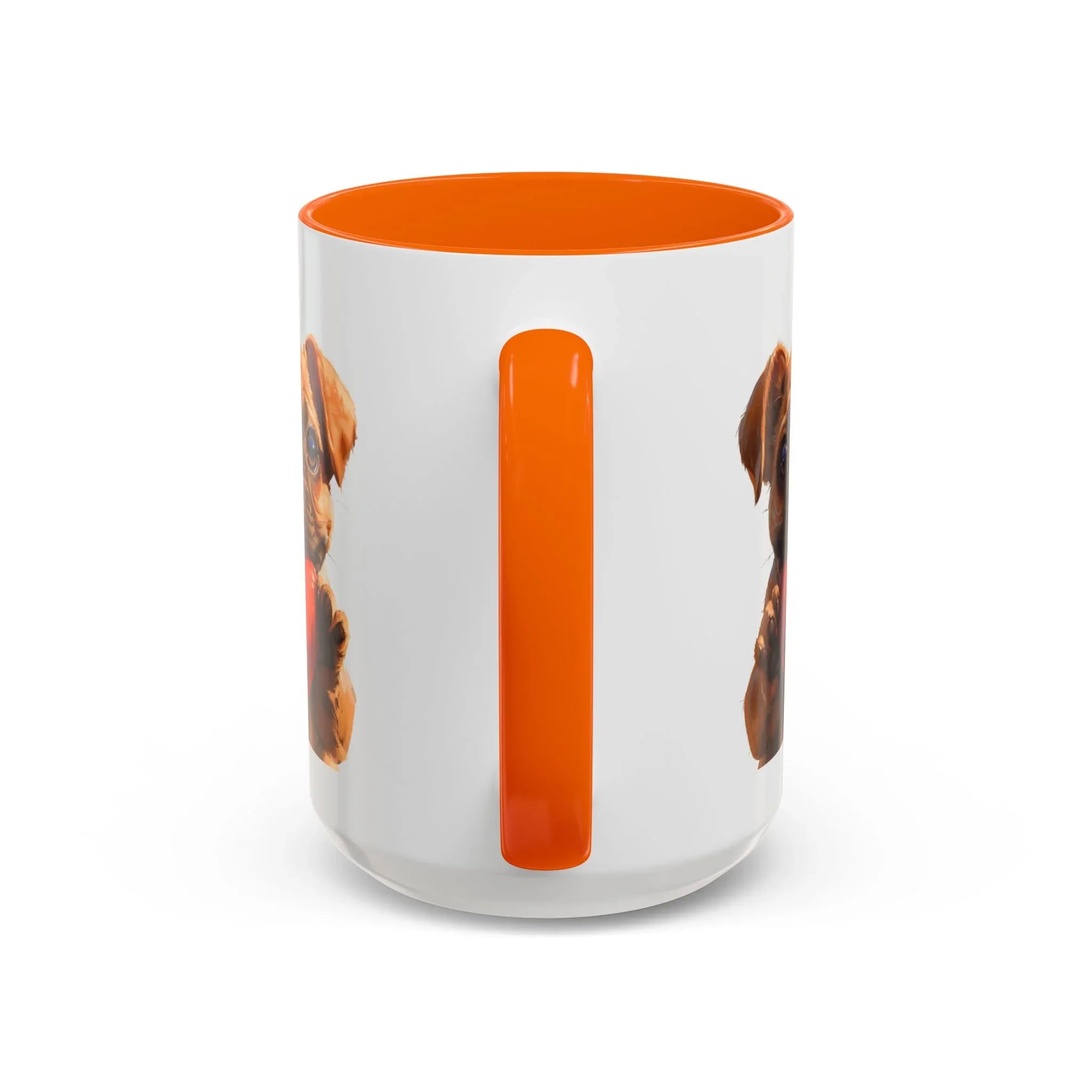 Cute French Bulldog Holding Red Heart Accent Coffee Mug | Puppy Cartoon Illustration - 250 USA Celebration