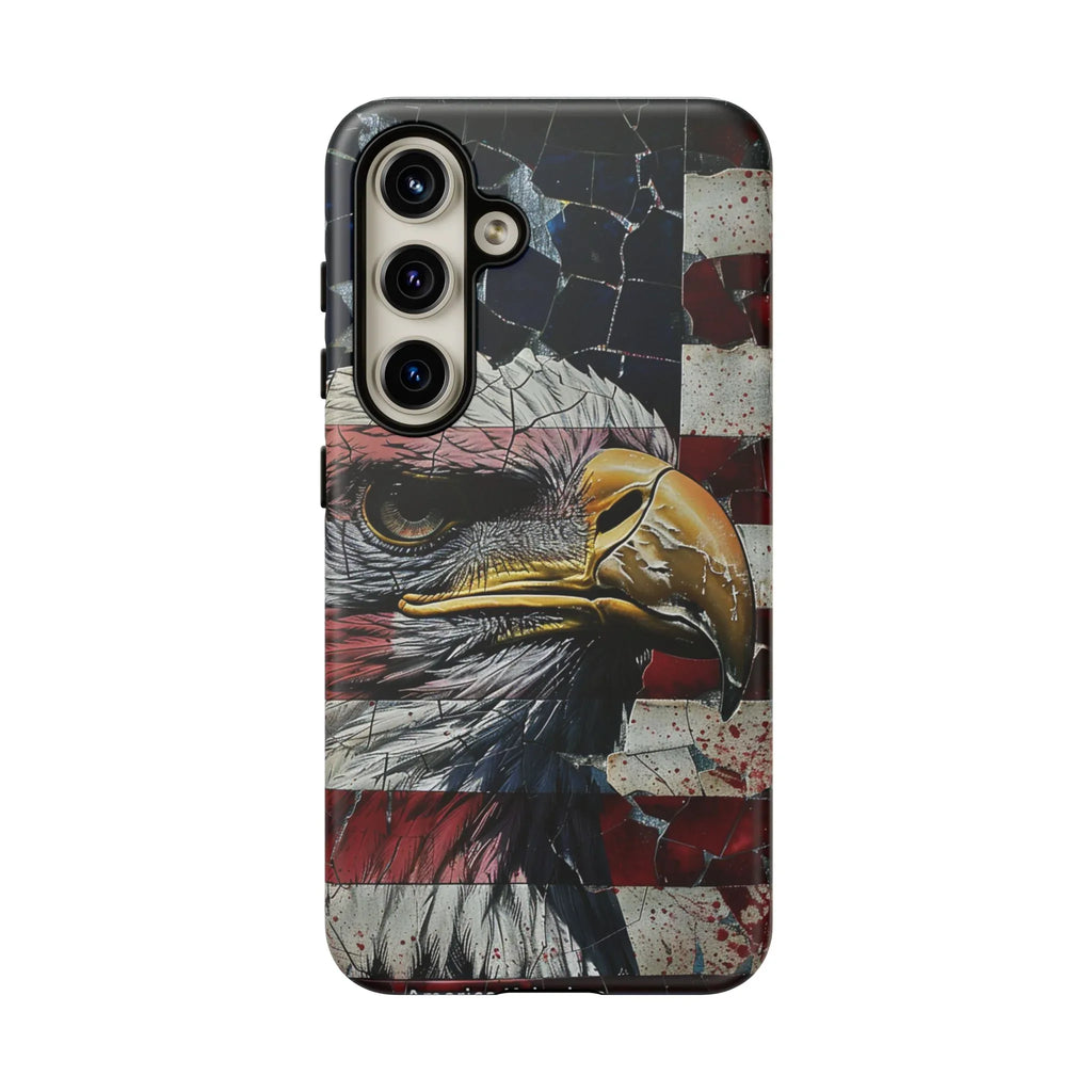 American Flag Bald Eagle phone case | Patriotic iPhone cover, cracked vintage flag design - 250 USA Celebration