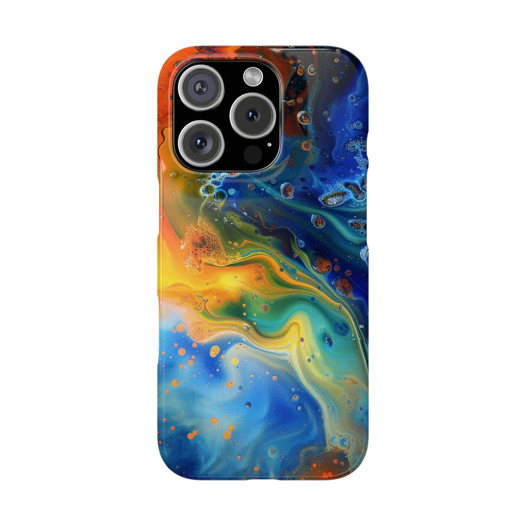 Abstract Color Swirl Slim Phone Case | Blue Orange Marble Galaxy - 250 USA Celebration