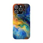 Abstract Color Swirl Slim Phone Case | Blue Orange Marble Galaxy - 250 USA Celebration