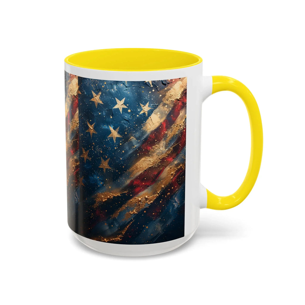 Distressed American Flag Accent Coffee Mug | 11oz 15oz - 250 USA Celebration