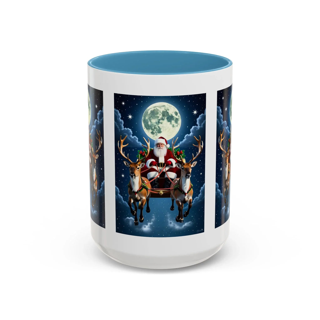 Santa Sleigh with Reindeer Coffee Mug | Christmas Moon Accent Mug - 250 USA Celebration