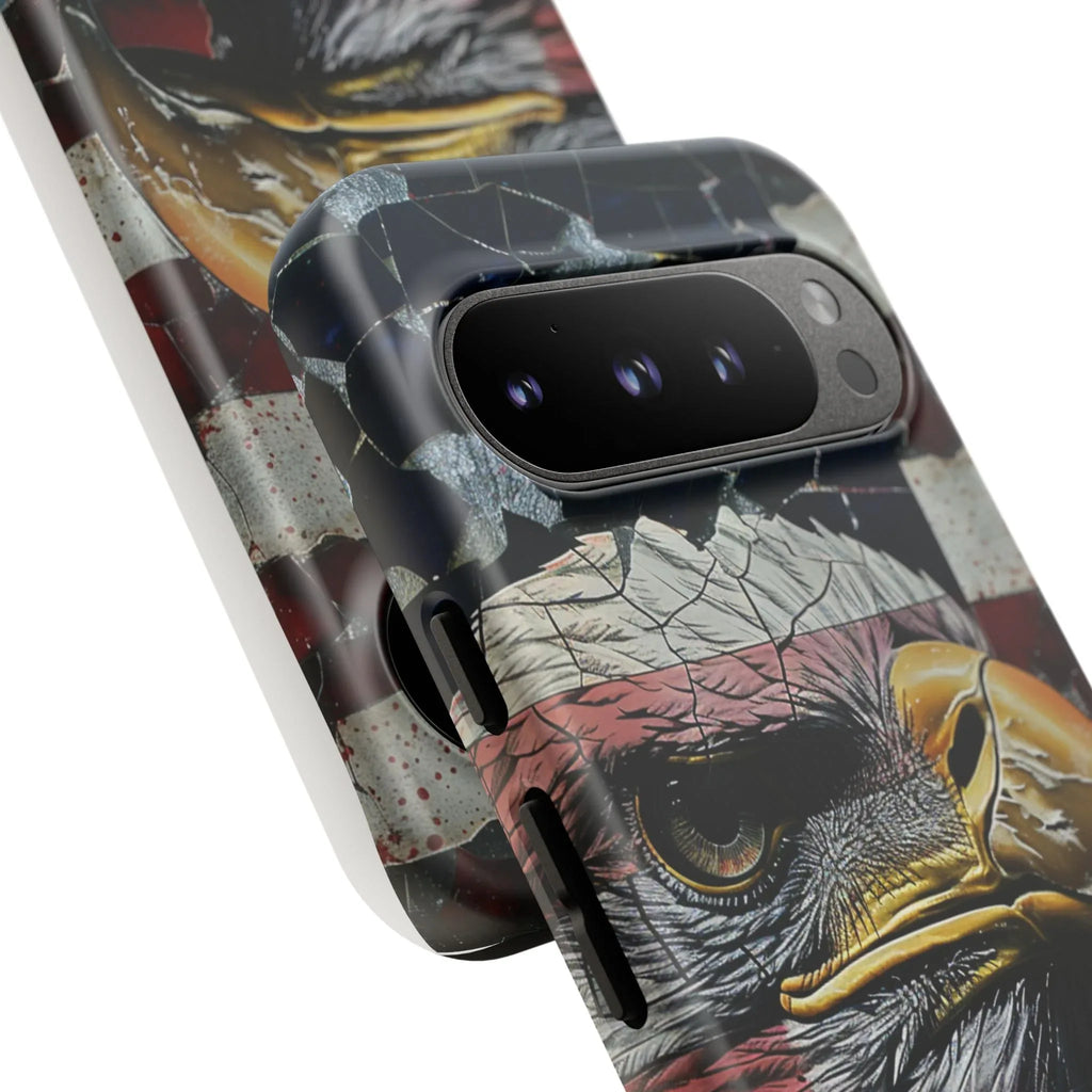 American Flag Bald Eagle phone case | Patriotic iPhone cover, cracked vintage flag design - 250 USA Celebration