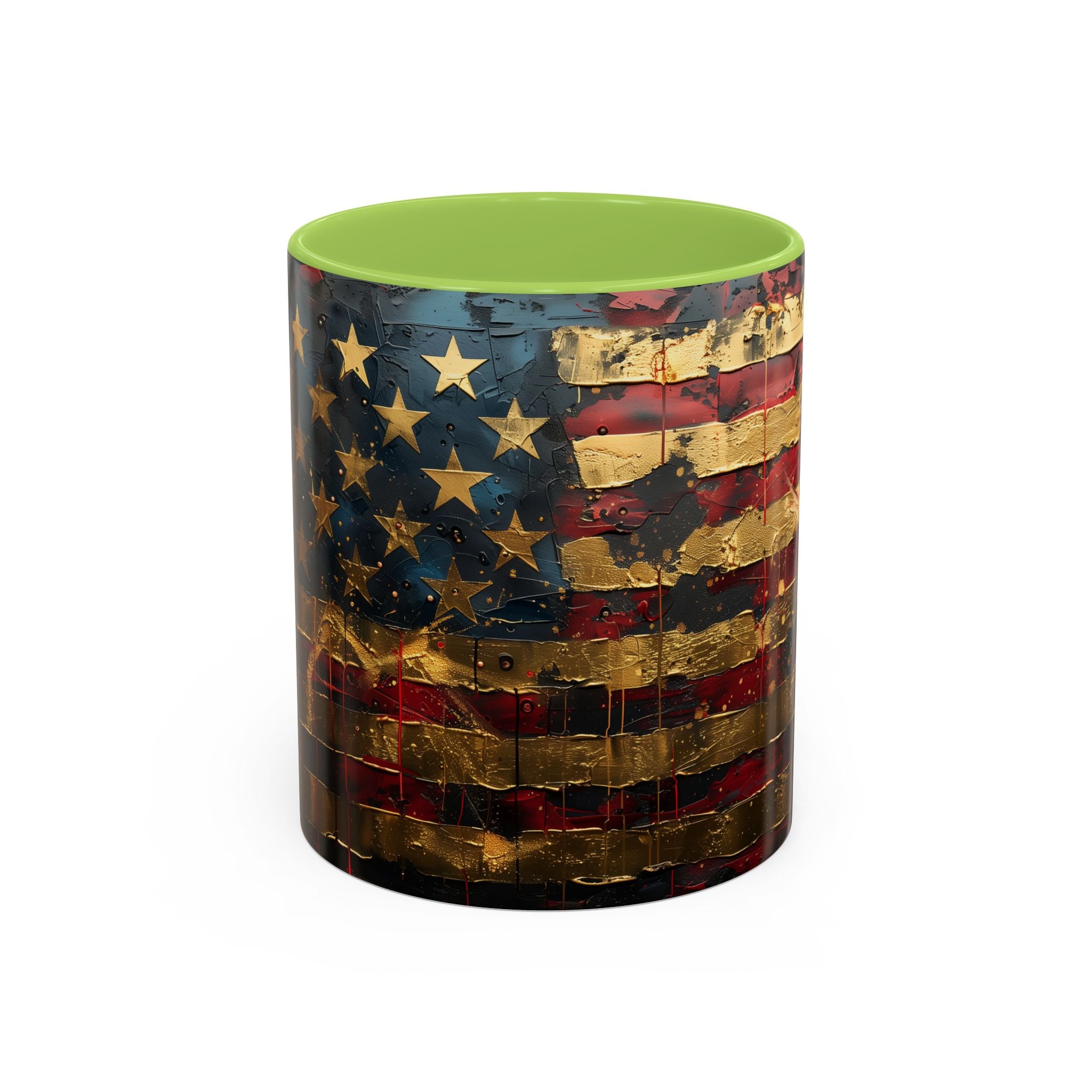 Distressed American Flag Accent Coffee Mug — Patriotic 11/15oz