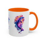 Y2K Chrome Dolphin Flaming Hoop Mug | Holographic Neon Dolphin Coffee Cup - 250 USA Celebration