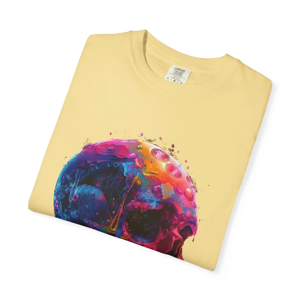 Colorful Drip Skull T-shirt | Watercolor Skull Shirt, Artistic Gothic Tee - 250 USA Celebration