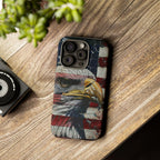 American Flag Bald Eagle phone case | Patriotic iPhone cover, cracked vintage flag design - 250 USA Celebration