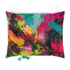 Neon Paint Splash Pet Bed | Abstract Colorful Brushstroke Dog Cushion - 250 USA Celebration