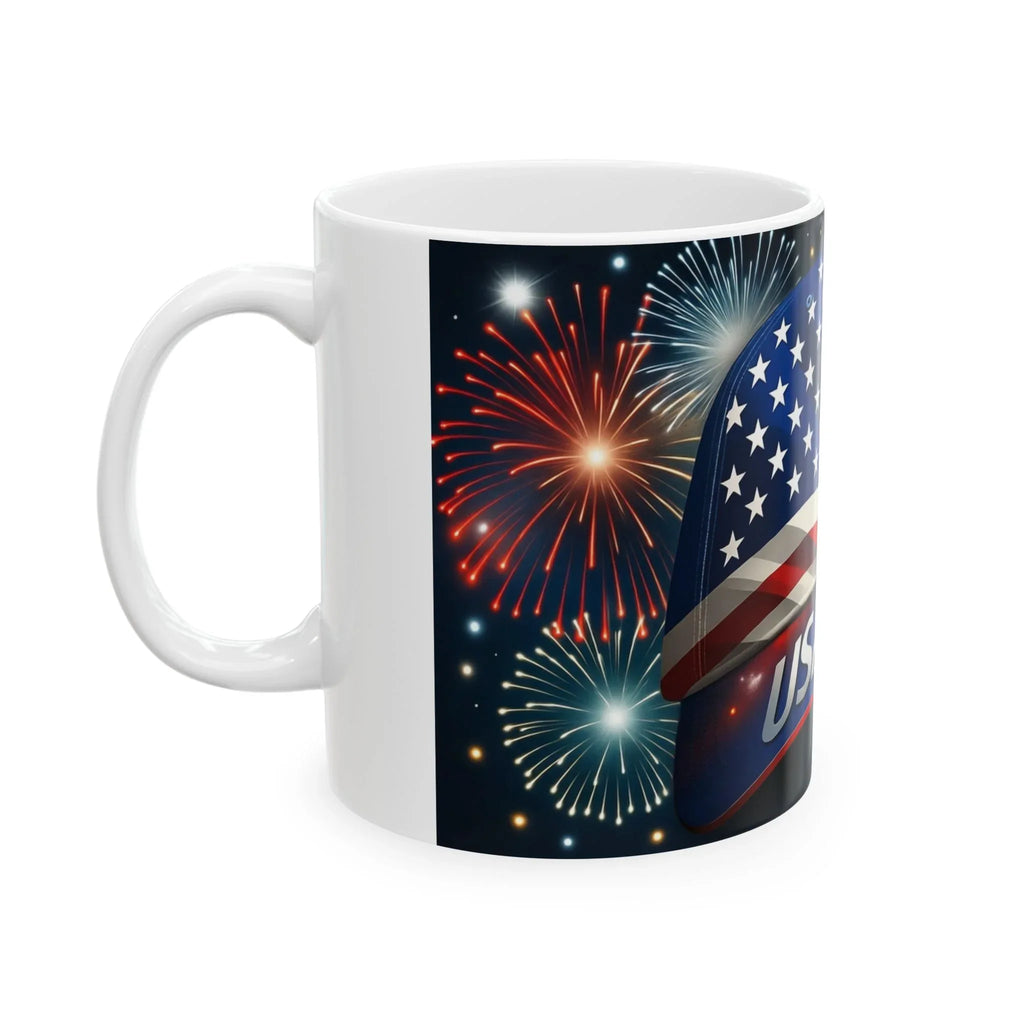 Patriotic Ceramic Mug, Stars & Stripes Coffee Cup, USA 250 Design, 4th of July Gift, Independence Day Decor, Tea Mug - 250 USA Celebration