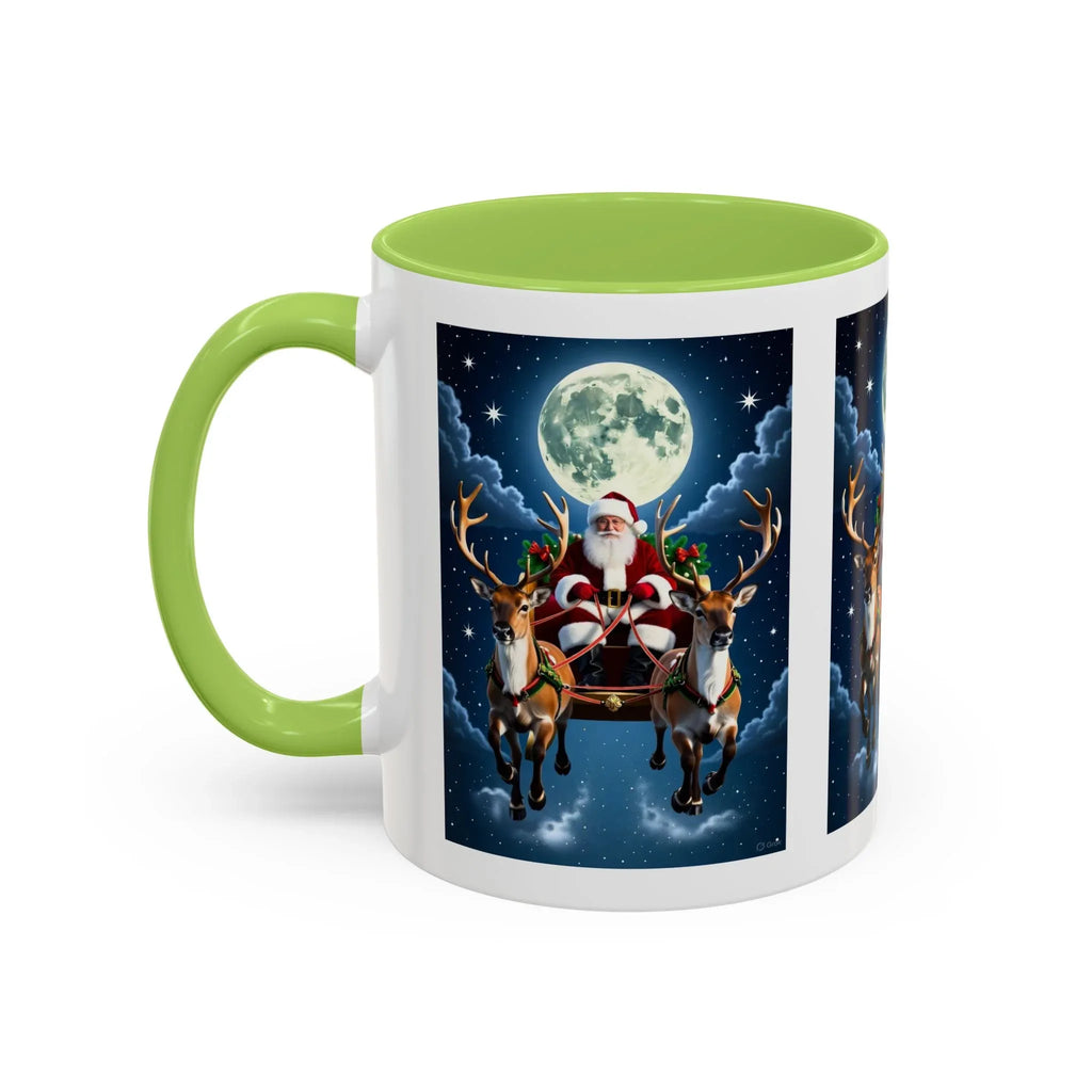 Santa Sleigh with Reindeer Coffee Mug | Christmas Moon Accent Mug - 250 USA Celebration