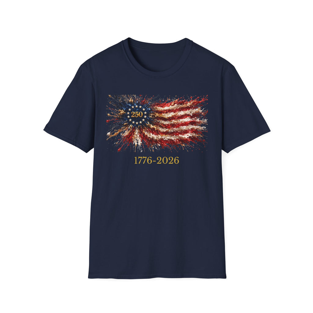 250th Anniversary American Flag T-Shirt – 1776–2026 Patriotic Fireworks Tee