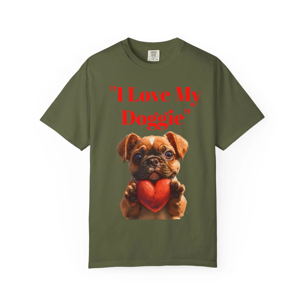 Cute French Bulldog Puppy Holding Red Heart T-shirt | Dog Lover Cartoon - 250 USA Celebration