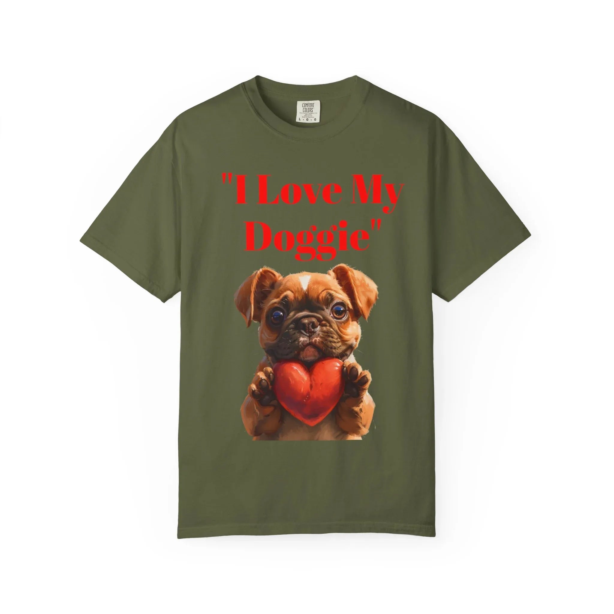 Cute French Bulldog Puppy Holding Red Heart T-shirt | Dog Lover Cartoon - 250 USA Celebration