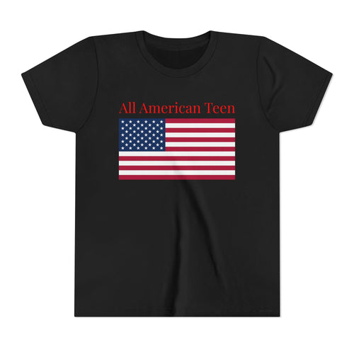 All American Teen Youth Tee - Patriotic American Flag Shirt for Teens