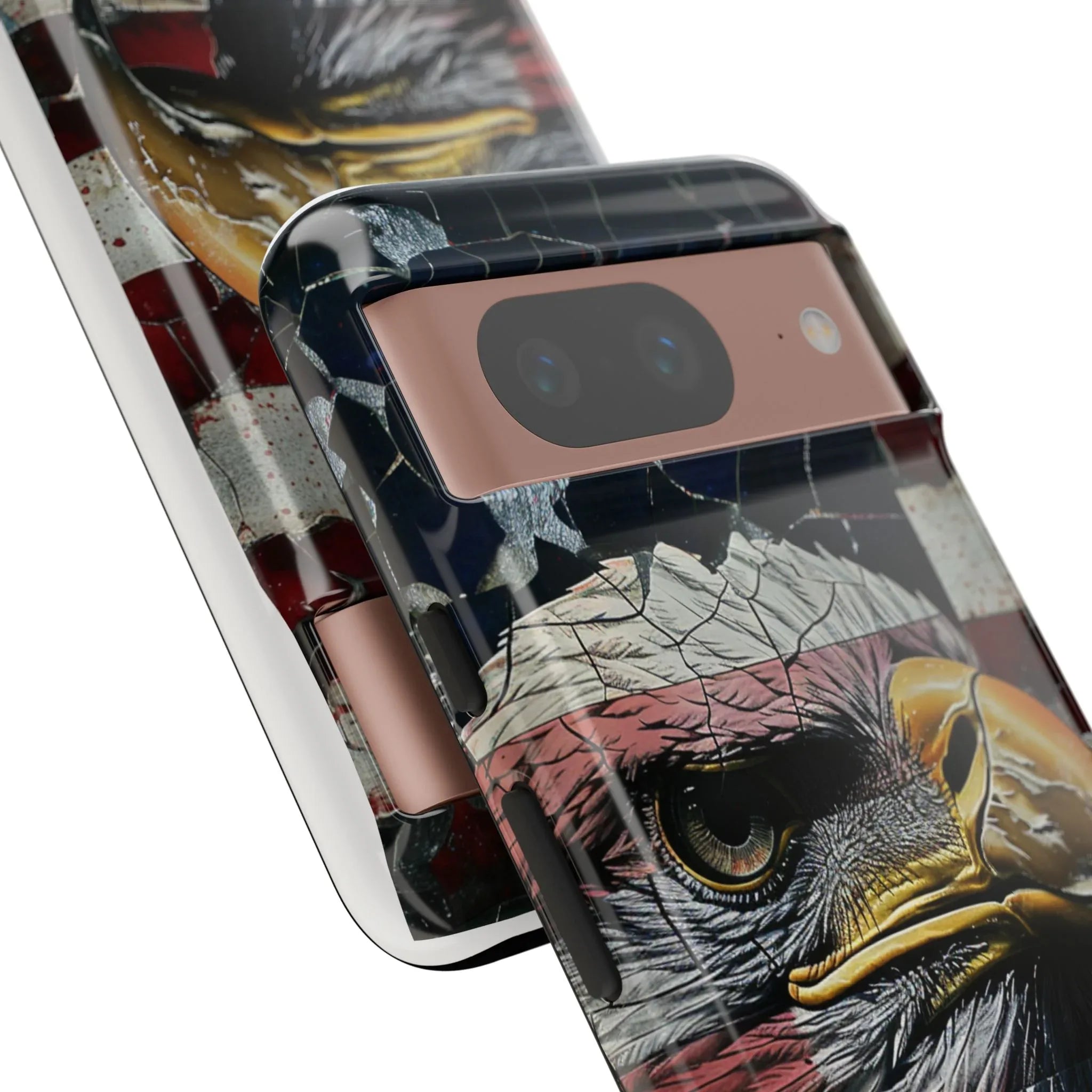 American Flag Bald Eagle phone case | Patriotic iPhone cover, cracked vintage flag design - 250 USA Celebration