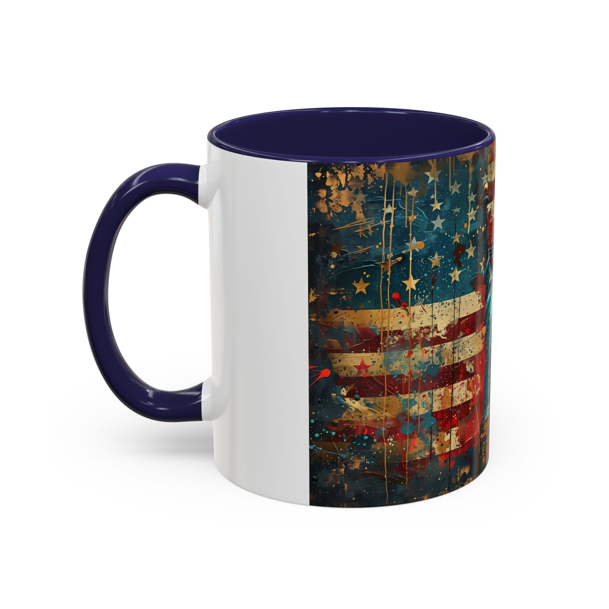 Liberty Statue American Flag Coffee Mug — Patriotic Vintage Accent Mug (11/15oz)