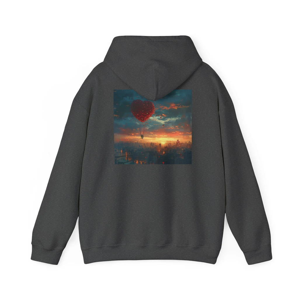 Romantic Sunset Hoodie with Hot Air Balloon, Unisex Sweatshirt for Valentines Day, Valentine's Day T-Shirts, Personalized Valentine's Gifts - 250 USA Celebration